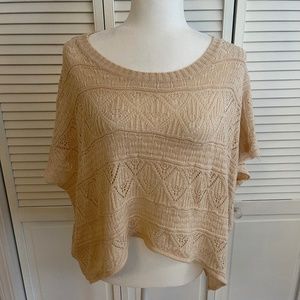 Tan Cropped Geometric Pattern Sweater
